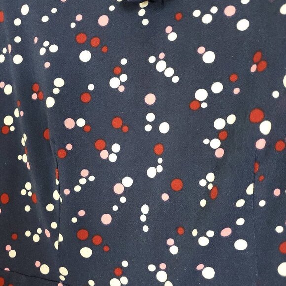 💥348 Talbots Navy Blue Long Sleeve Polka Dot Midi Dress - Picture 4 of 6